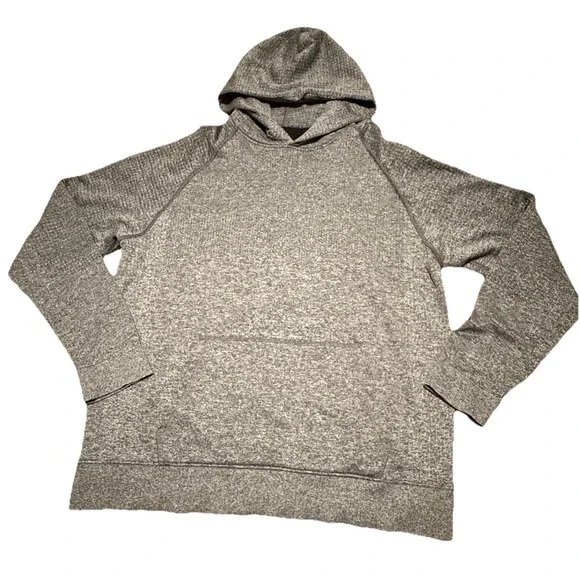$158 LULULEMON Men Engineered Warmth Heathered Gray Wool Blend Hoodie—LRGEUC